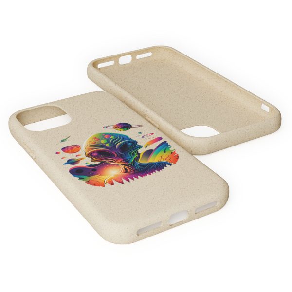 Vibrant Alien Biodegradable Phone Case, Eco-Friendly Galaxy Phone Cover, Unique Gift for Space Lovers, Fun Alien Design, Sustainable [...] - Image 4