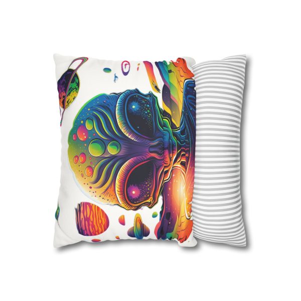 Colorful Alien Art Square Pillowcase, Vibrant Home Decor, Bohemian Vibe, Sci-Fi Lovers Gift, Unique Room Accent, Quirky Throw Pillow - Image 2