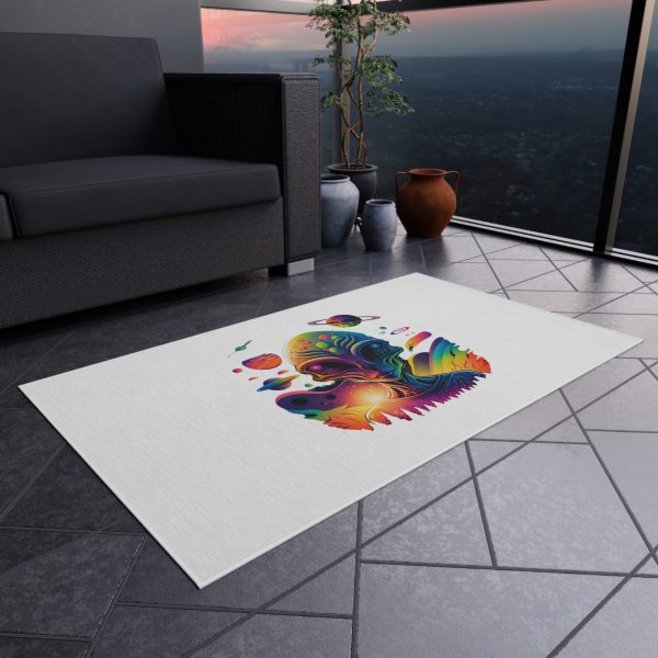 Vibrant Alien-Themed Outdoor Rug, Bohemian Decor, Patio Accent, Funky Yard Mat, Space Art for Gatherings, Outdoor Events - Image 8