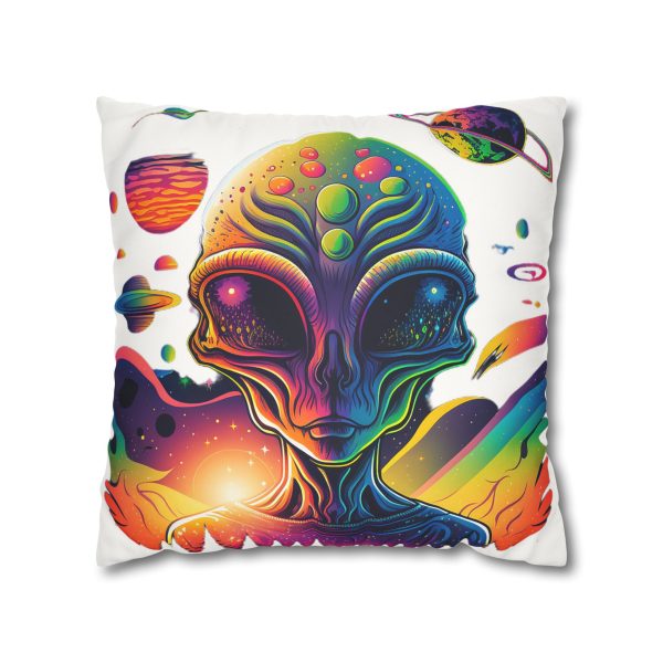 Colorful Alien Art Square Pillowcase, Vibrant Home Decor, Bohemian Vibe, Sci-Fi Lovers Gift, Unique Room Accent, Quirky Throw Pillow - Image 9