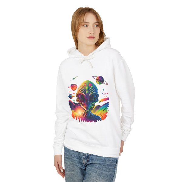 Colorful Alien Artwork Lightweight Hoodie - Unisex Sweatshirt for Space Lovers, Casual Wear, Gift for Science Fiction Fans, Unique [...] - Image 7