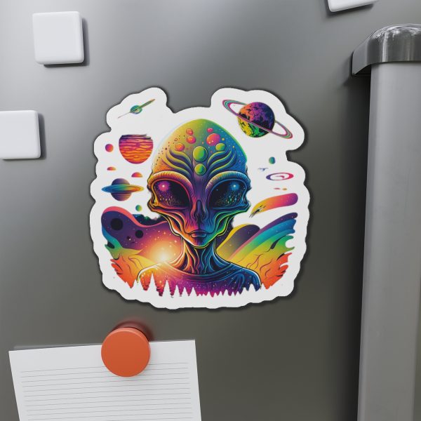 Vibrant Alien Die-Cut Magnet, Colorful Space Decor, Fun Gift for Sci-Fi Lovers, Home Office Accessory, Unique Fridge Magnet - Image 14