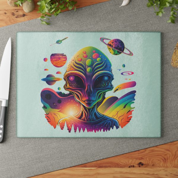 Colorful Alien Glass Cutting Board - Unique Kitchen Decor, Gift for Sci-Fi Lovers, Alien Party Supplies, Home and Kitchen - Image 8