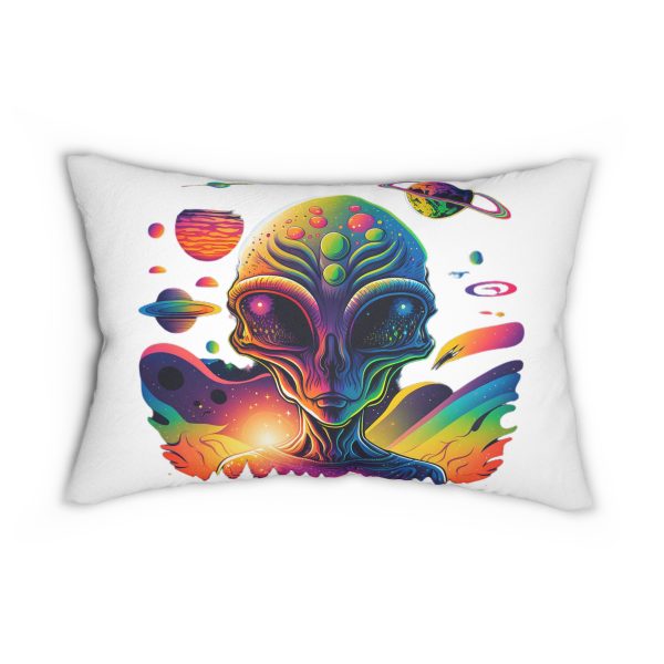 Colorful Alien Lumbar Pillow, Cosmic Home Decor, Unique Gift, Sci-Fi Cushion, Bohemian Accent Pillow, Space Lover Gift - Image 2