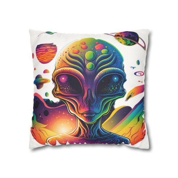 Colorful Alien Art Square Pillowcase, Vibrant Home Decor, Bohemian Vibe, Sci-Fi Lovers Gift, Unique Room Accent, Quirky Throw Pillow - Image 5