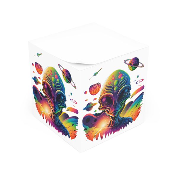Colorful Alien Note Cube - Psychedelic Sticky Notes, Gift for Sci-Fi Lovers, Office Supplies, Unique Desk Decor, Fun Writing - Image 2