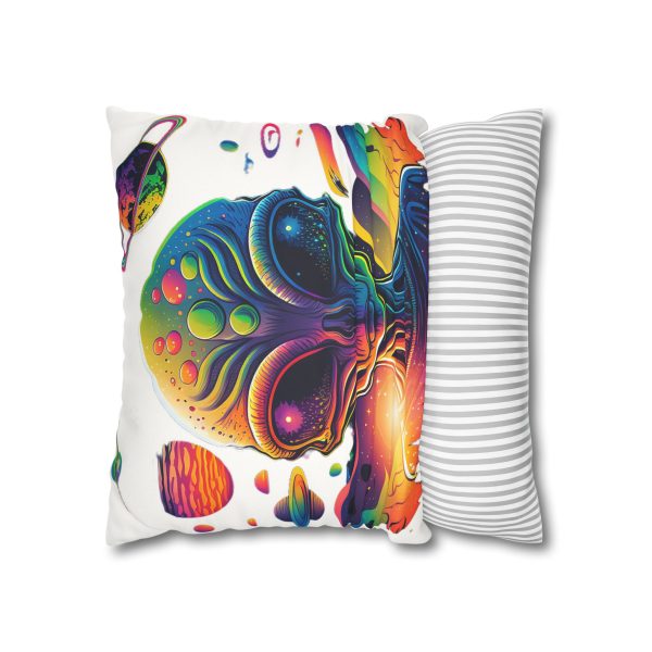 Colorful Alien Art Square Pillowcase, Vibrant Home Decor, Bohemian Vibe, Sci-Fi Lovers Gift, Unique Room Accent, Quirky Throw Pillow - Image 6